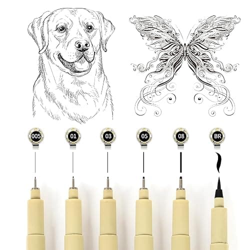 GETHPEN Micro Fineliner Set, 6 Pack Black Micro Fine Point Drawing Waterproof Archival Ink Multiliner Pens for Artist Illustration, Sketching, Technical Drawing, Anime, Manga thumbnail 3