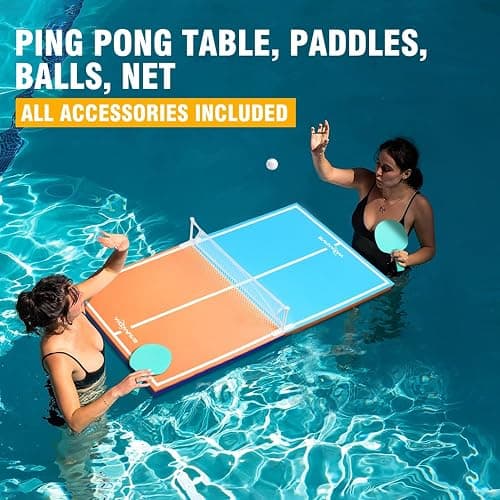 WOOWAVE Floating Ping Pong Table for Pool Party, Pool Ping Pong Table Floating for Swimming Pool Game, Floating Table Tennis Game for Summer Outdoor Fun Including Floating Table, Paddles, Balls, Net thumbnail 2