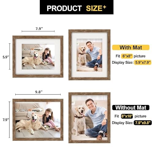 8x10 Picture Frames Set of 6 Rustic Wood Grain Photo Frame for Gallery Wall Mounting or Tabletop Display thumbnail 3