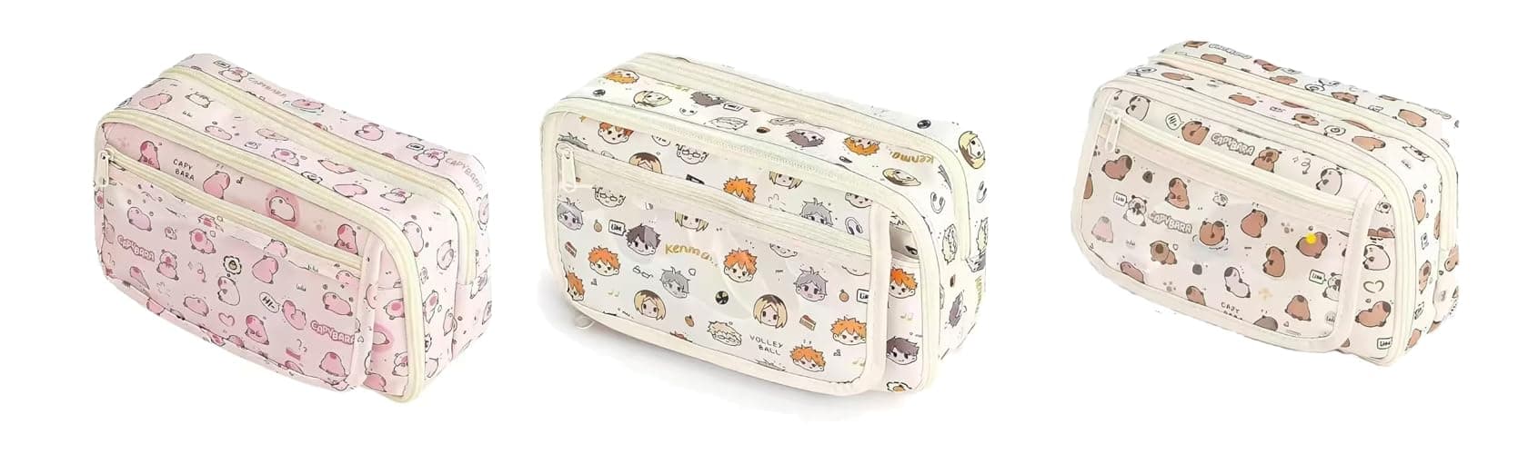 JUTOROSY Cute Pencil Case, Pencil Pouch with Zipper (White Kapibala) thumbnail 4