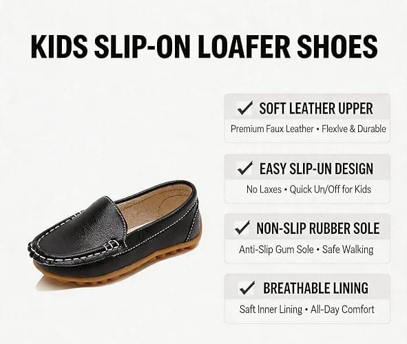 Gansenzon Boys Girls Loafers Dress Shoes Oxford Moccasins Flats Boat Slip-On School Daily Walking Shoes(Toddler/Little Kids/Big Kids) thumbnail 5
