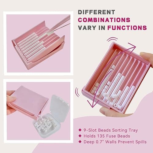 Kculswin 5mm Fuse Bead Single Needle Tweezer & Aligner Tray Kit, Efficient Iron Bead Sorting Tools with Effortless Beads Recovery for Experienced Enthusiasts (for Adult) thumbnail 5