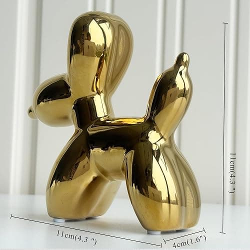 DANELYNN Modern Balloon Dog Decorative Sculpture,Ceramic Dog Figurines Statues Contemporary Art Decor for Living Room,Bedroom,Desk,Bookshelf,Shelf,Coffee Table, Fireplace Mantel (Gold) thumbnail 3