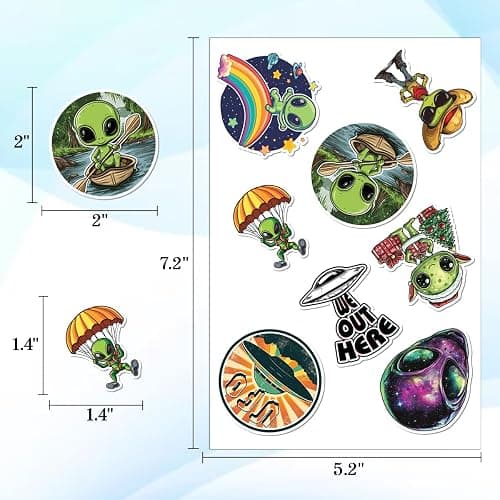 100pcs Alien Stickers - Alien Sticker for Adults, Phone Waterproof Decals for Water Bottles Laptop Luggage Computer Scrapbooking Teens Adult Girls Kids Funny Party Birthday Decorations thumbnail 3