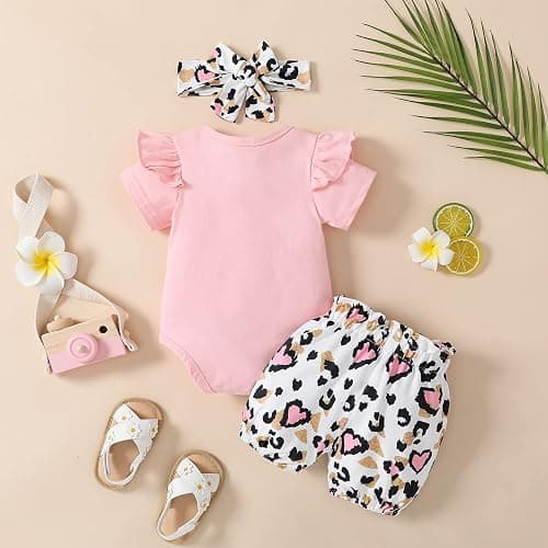 MIEKISA Baby Clothing Girls Romper and Shorts Outfit Infant Pants Sets thumbnail 2