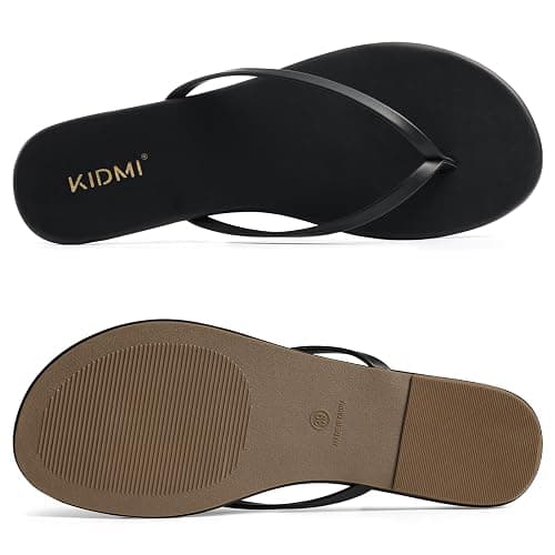 KIDMI Thong Flip Flops for Women - Memory Foam Summer Beach Sandals for Women - Vegan Leather Flat Sandals thumbnail 7