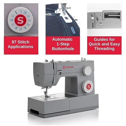 SINGER® Heavy Duty 4423 (Grey) High Speed Sewing Machine + Accessories | 23 Built-In Stitches Deliver 97 Stitch Applications | 50% More Power, 1100 Stitches/Min | Metal Frame, 1-Step Buttonhole thumbnail 4