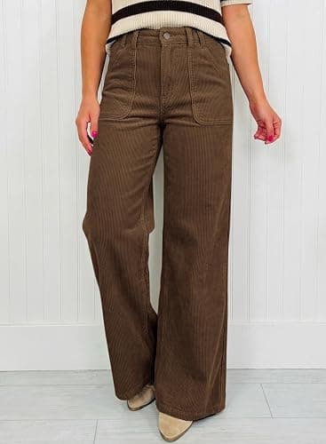 Acelitt Womens Wide Leg Corduroy Pants, S-XXL thumbnail 2