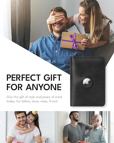 ALLIVE Passport Holder for Travel, Genuine Leather Passport Holder with Airtag Women Men,Travel Must Haves Airport Essentials, Passport Cover Travel Gifts Black thumbnail 6