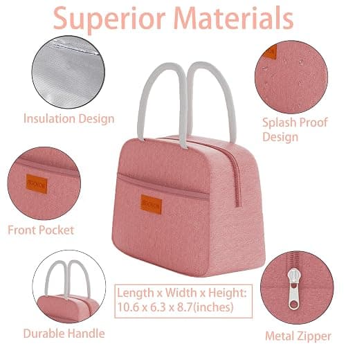 JBGOYON® Bento Lunch Box Set - 3 Stackable Containers for Adults and Kids，lunch box for women- Includes Lunch Bag, Leak-Proof and BPA-Free - Built-in Utensil Set - Dishwasher Safe (Pink) thumbnail 6
