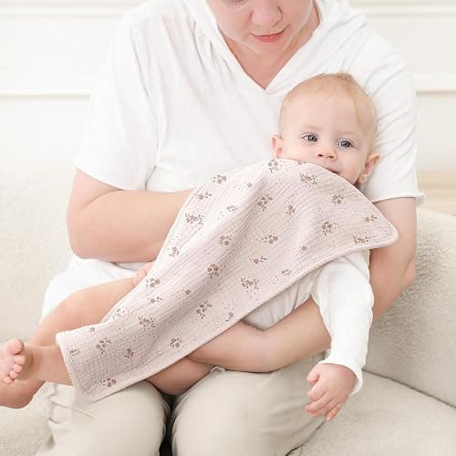 Susurration Muslin Burp Cloths, Soft Baby Burping Cloths for Unisex Boys and Girls, Newborn Essentials Large Extra Absorbent Washcloths, 20x10in, 6 Pack thumbnail 2