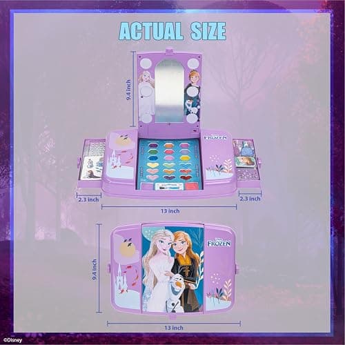 Disney Frozen Beauty Vanity Set with Light-Up Mirror, Includes Lip Gloss, Eyeshadow, Blush, Brushes, Nail Polishes, Accessories, AA Batteries Not Included, Ages 3+, by Townley Girl thumbnail 4