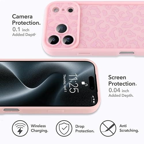 MOWIME Compatible with iPhone 17 Pro Case, Cheetah Print Shockproof Soft TPU Protective Cover for Women Girls, Slim Anti Scratch Leopard Case for iPhone 17 Pro 6.3 Inch, Pink thumbnail 5