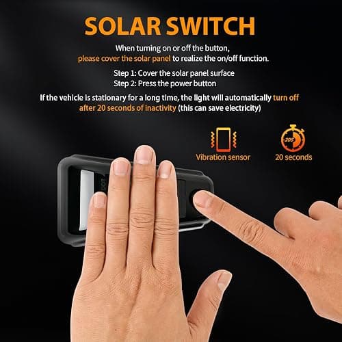 DEERMOTO 5PCS Solar Cab Lights White Wireless No Drill Car Roof Top Marker LED Warning Light Smoke Lens IP67 Waterproof Truck Roof Light Compatible with Pickups Trucks Ford Dodge Ram GMC SUV Toyota thumbnail 4