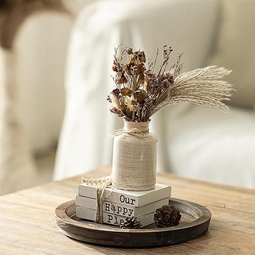 Hanobe Candle Plate Holder Tray: Round Wood Decorative Candle Plate - Rustic Farmhouse CoffeeTable Decor - Tealight Pillar Trays for Home Decor (Distressed) thumbnail 5