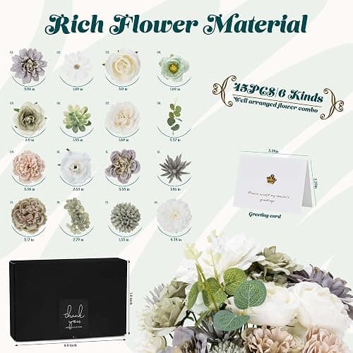 YZXZM Artificial Flowers Combo Box, Fake Silk Foam Flower Mix with Wire Stem, DIY Wedding Bridal Bouquet Shower Party Home Décor (30-40 Pieces) (Dusty Green) thumbnail 6