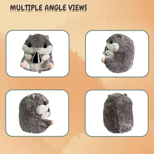 Arkdorz Cute Hamster Plush Toy,15.7inch Hamster Stuffed Animal Plush Pillow,Soft Stuffed Toy Birthday for Kids Boys Girls (Grey) thumbnail 5
