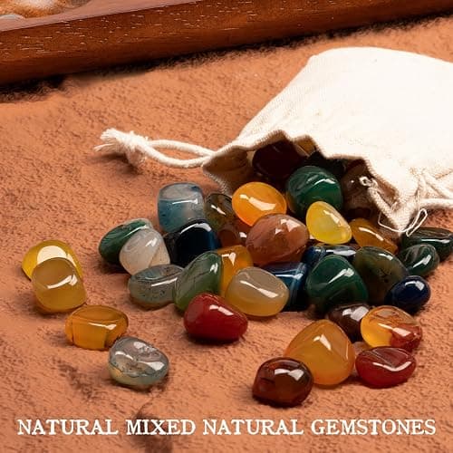 Lingle Deluxe Mancala Set: Real Wood Hinged Board with 48 Natural Multicolor Stones - Authentic African Petroglyphs, Foldable Design for 2-Player Strategy Game thumbnail 7