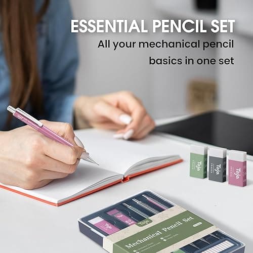 Aesthetic 0.7mm Mechanical Pencil Set with Case – 3 Vintage Mechanical Pencils, 4 Tubes HB #2 Lead Refills, 3 Erasers & 12 Eraser Refills, Cute Pencil Kit for Back to School Stationery Supplies thumbnail 8