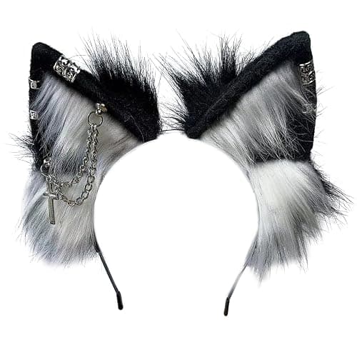 Ekwikzz Wolf Ears Tail Set Fox Wolf Headbands Clips Fluffy Cosplay Costumes, Gothic Punk Accessories for Halloween thumbnail 2