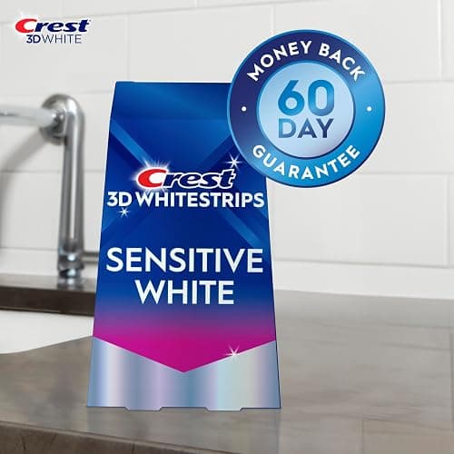 Crest 3D Whitestrips Sensitive At-Home Teeth Whitening Kit, 18 Treatments, Gently Removes 15 Years of Stains, Crest Whitestrips, Teeth Whitening Kit thumbnail 3