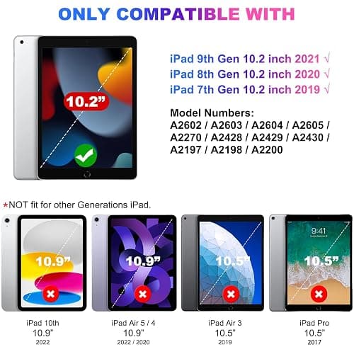 AGROMI Kids Case for iPad 9th/8th/7th Generation 10.2 Inch 2021/2020/2019, with Built-in Anti-Slip Handle/Foldable Stand/Shoulder Strap, Shockproof Protective Kids iPad 9th/8th/7th Gen Case 10.2 Inch thumbnail 2