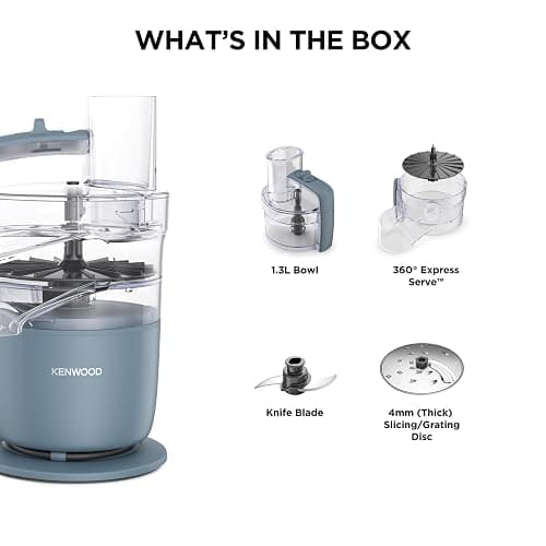 Kenwood, MultiPro Go FDP22.​130GY, Food Processor, for Chopping, Slicing, Grating, Pureeing and Kneading Dough, with Express Serve, 1.3L Bowl, Knife blade, 4mm Slicing/Grating Disk, 650 Watts, Grey thumbnail 7