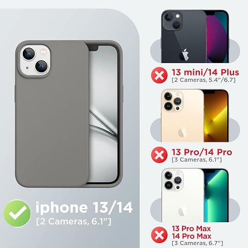 GolbinBox Magnetic for iPhone 13 Case & iPhone 14 Case, Compatible with MagSafe, [Soft Anti-Scratch Microfiber Lining], Slim Liquid Silicone Shockproof Protective Phone Case 6.1 inch, Cold Gray thumbnail 2