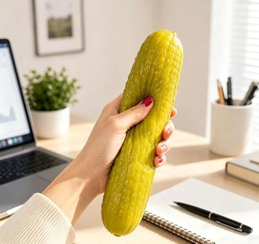 Jumbo Pickle Squishy Slow Rising Squishy Anxiety Relief Fruit Squeeze Sensory Fidget Funny Food-Shaped Design for Party Office, Home thumbnail 3