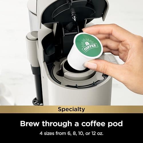 Ninja Pod & Grounds Specialty Single-Serve Coffee Maker, K-Cup Pod Compatible, Brews Grounds, Compact Design, Built-In Milk Frother, 56-oz. Reservoir, 6-oz. Cup to 24-oz. Mug Sizes, Stone, PB051ST thumbnail 4