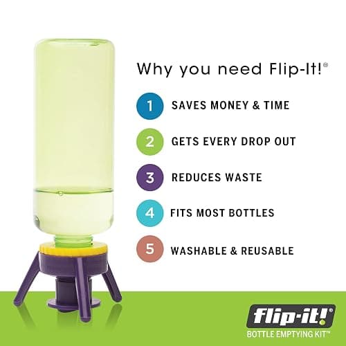 Flip-It! 1-Pack Bottle Emptying Kit – No more wasted product - Fits most plastic bottles – Get out every drop of Shampoos, Lotions, & More – 1 Base Cap, 3 Adapters – Pastel Color Edition - 1-Pack - Pastel thumbnail 9