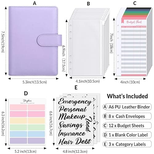 SKYDUE Budget Binder, Money Saving Binder with Zipper Envelopes, Cash Envelopes and Expense Budget Sheets for Budgeting thumbnail 3