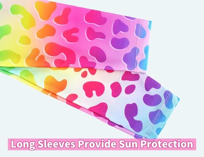 Snowheart Girls Rash Guard Sets Long Sleeves Swimsuit 2 Pieces Tankini Bathing Suit Swimwear for Girls 3-12 Years thumbnail 4