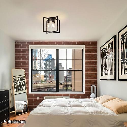 CLARSYNE Farmhouse Industrial Ceiling Light Fixture Flush Mount, Black 3-Light Lighting, Modern Rustic Flush Mount Ceiling Lamp for Kitchen, Living Room, Bedroom, Dining Room, Hallway, Entryway, Foyer thumbnail 4
