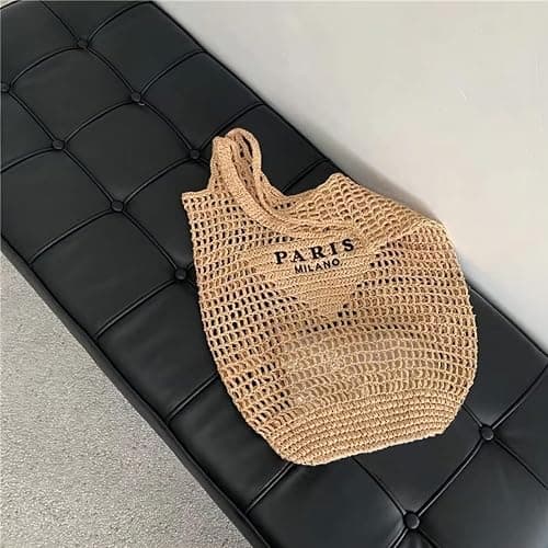 bufftieo Straw Woven Tote Bag for women,Mesh Hollow Woven Shoulder, Straw Beach bag, Hobo Women Bag, for Travel Holiday thumbnail 3