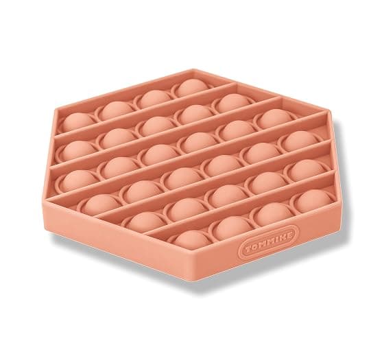 TOMMIKE Hexagon Push Pop Fidget Toy Bubble Sensory for Anxiety & Stress Relief Special Needs Autism Learning Office School Game Crafts Kids Adults (Burnt Coral) - Image 1