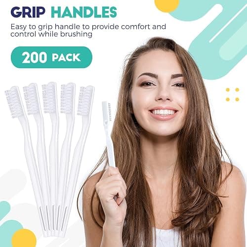 Chengu 200 Pcs Toothbrush Bulk Disposable, Individually Wrapped,White | Disposable Toothbrush for Hotels Donations Guests Adults, Individually Wrapped Tooth Brushes with Soft Bristle, Single Use thumbnail 5