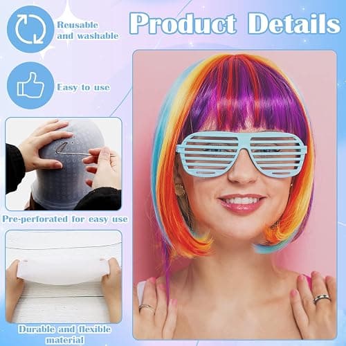 Punched Hole Silicone Highlight Hair Cap with Hair Coloring Brushes and Needle,Highlighting Frosting Cap,Highlight Cap,Professional Salon Silicone Hairdressing Tools for Women Men thumbnail 4