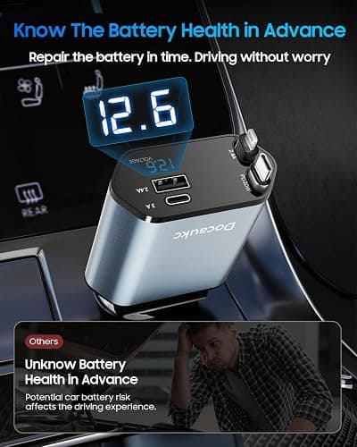 Retractable Car Charger for iPhone 17, 69W USB C 4 in 1 Fast Charging, Car Truck Accessories, Car Adapter, Road Trip Essentials Gift for Men Women, for iPhone 17 Pro Max Air 16 15 14 13, Galaxy, Pixel thumbnail 7