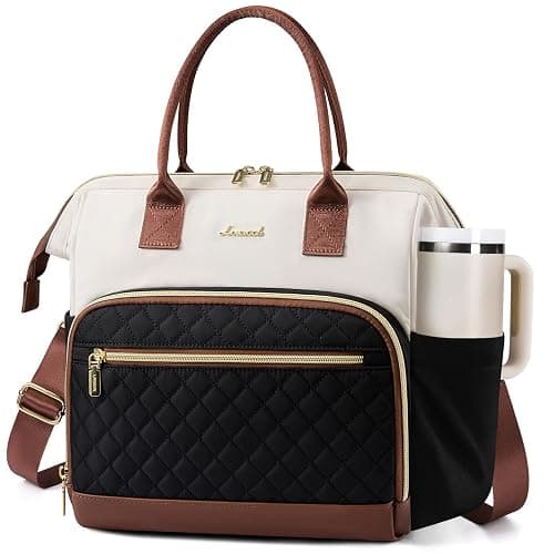 LOVEVOOK Lunch Bag Women, Insulated Adult Lunch Box for Women Work, Wide Opening Leakproof Cooler Tote Bag for Office Campus Picnic Beach with Shoulder Strap, Loncheras Para Mujer with Cup Holder - Image 1