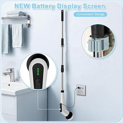 Homlab Electric Spin Scrubber, Cordless Cleaning Brush with 8 Replaceable Brush Heads, Shower Scrubber with Adjustable Extension Handle, Waterproof Power Scrubber for Bathroom Tile Floor Tub Car Walls thumbnail 7