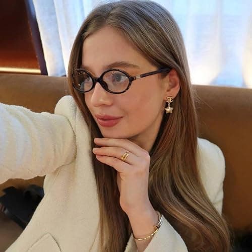 ViewJoy Retro Oval Blue Light Glasses for Women Fashion Computer Glasses Bluelight Blocking Eyewear Vintage Frame thumbnail 4
