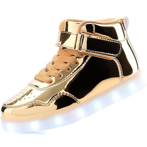 APTESOL Kids LED Light Up Shoes with Adjustable Hook & Loop - Rechargeable High Top Flashing Sparkly Luminous Glowing Sneakers, Cool Adorable Light-Up Tenis for Boys Girls - Image 1