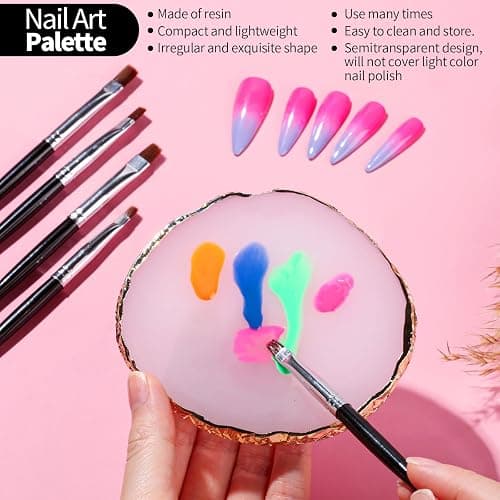 FANDAMEI Nail Art Brushes, Nail Brush Set With Nail Stand, Nail Holder For Painting Nails, Nail Art Tools, Nail Design Tools, 11PCS Nail Brushes For Nail Art, 5PCS Nail Dotting Tool, Nail Art Palette thumbnail 5