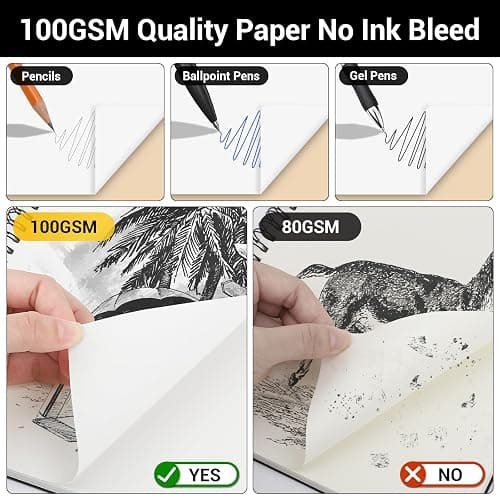 Yarotm Notizbuch A4 Blanko - 2 Stück 100gsm Papier Collegeblock Spiralbindung Skizzenbuch - 21x29.2cm Spiralblock Hardcover Schwarz Schreiben Tagebuch - 120 Seiten Notizblock Ringbuch A4 thumbnail 4