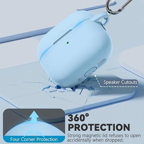 Ljusmicker for AirPods 4 Case 2024 with Cleaner Kit,Soft Silicone Protective Cover for Apple AirPods 4th Generation Cases for Women Men,for AirPod 4 Case Accessories with Keychain-Magnetic Sky Blue thumbnail 3