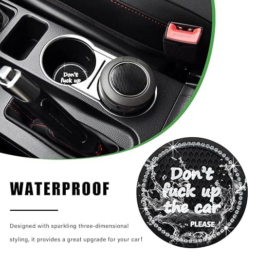 Ziciner 4 Pack Bling Car Cup Holder Coaster, 2.75 Inch Anti-Slip Auto Insert Cup Coaster, Crystal Car Drink Cup Mat Perfect for Women Girls, Universal Interior Decor Accessories (Black) thumbnail 5
