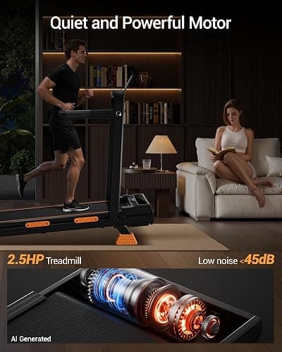 16% Incline Walking Pad Treadmill, 3-in-1 Under Desk Treadmill with Handles | Foldable, Compact, Portable Treadmills for Home Small, 2.5HP Quiet Brushless, 330 LBS Capacity, Home Office, LED Display thumbnail 6