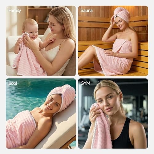 REDKISS Soft Bath Towel Sets 8-Piece, Microfiber Quick Dry & Absorbent, 35x70 in Large Bath Sheet 14x30 in Hand Towel, 12x12 in Washcloth, Pink Bathroom Towel Set thumbnail 8
