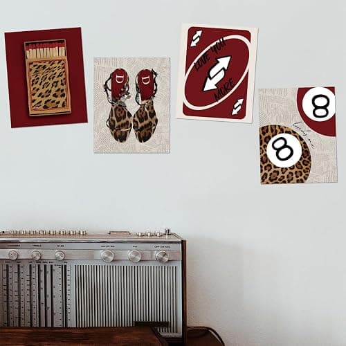 DSHFG Red Cheetah Prints Wall Decor Preppy Room Decor Y2K, Funky Leopard Lucky 8 Ball Posters Teen Girl Wall Art for Bedroom Bathroom College Dorm, 8x10 Unframed thumbnail 3